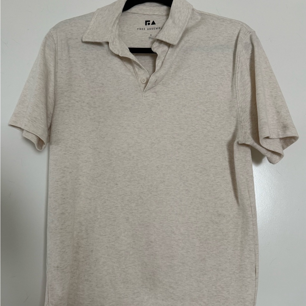 Free Assembly Men's Polo in Heather Cream
